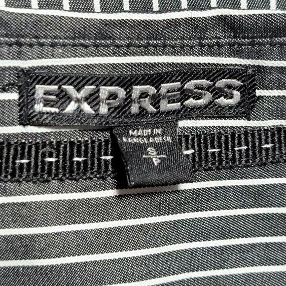 Express Grey & White Striped Button Down - SP - Picture 4 of 4